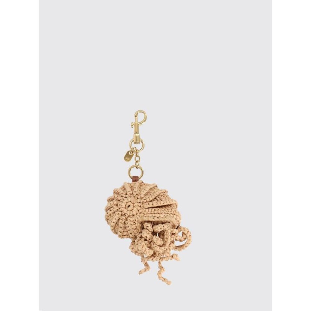 Anya Hindmarch Women Anya Hindmarch Crochet Raffia Shell Keychain With Charm